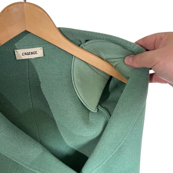 L’AGENCE Women’s Sophia Knit Pocket front Double Button Blazer Green - Picture 6 of 8